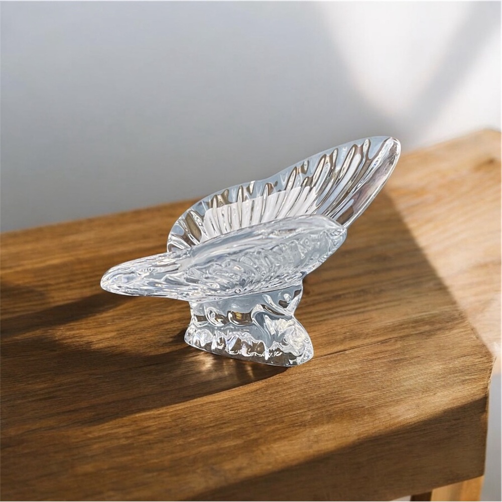 Waterford Vtg Butterfly Crystal Clear Paperweight Figurine Sculpture Ireland